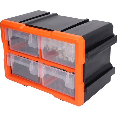 Meico Boîte de rangement 4 tiroirs, coffret de stockage pour composants électroniques, organisateur de vis et pièces détachées, modèle combiné A4 (emballage renforcé par quatre couches de bulles) (1/5)