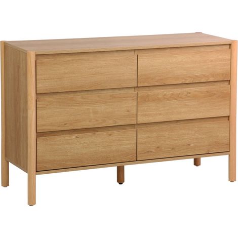 Wood decor chest with 6 drawers Natural 120x42x78 cm - Harmony