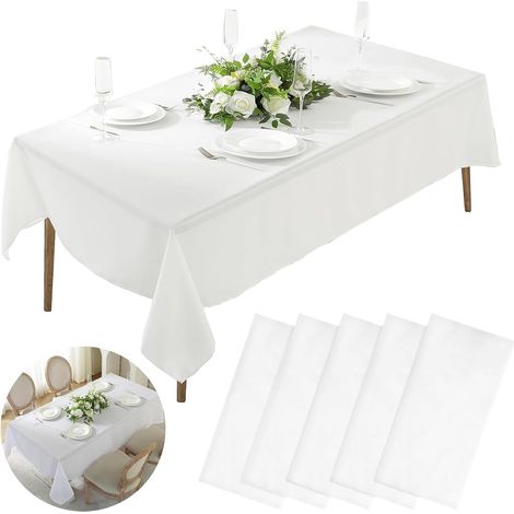 5 Pièces Nappe Jetable Nappe Blanche Rectangulaire 137 x 274 cm Tischdecke (1/5)