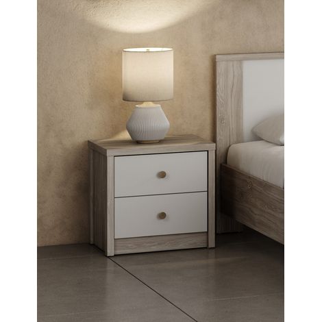 Chevet enfant contemporain chêne ivoire/blanc Enora (1/4)