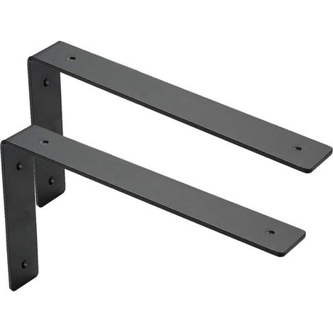 Equerre Etagere Murale Charge Lourde, Supports d'Étagère Métal 3MM d'Épaisseur à Angle Droit de 90°, Fixation Flottante Support pour Salon Cuisine Chambre (30 cm)-Crezuo