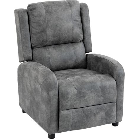HOMCOM sillón relax reclinable, sillón reclinable manual, tapizado en cuero sintético, instalación rápida, reposapiés, acolchado grueso, gris (1/5)
