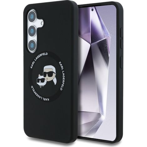 Funda Karl Lagerfeld de silicona con doble cabezal y círculo MagSafe para Samsung Galaxy S25+ negra (1/5)