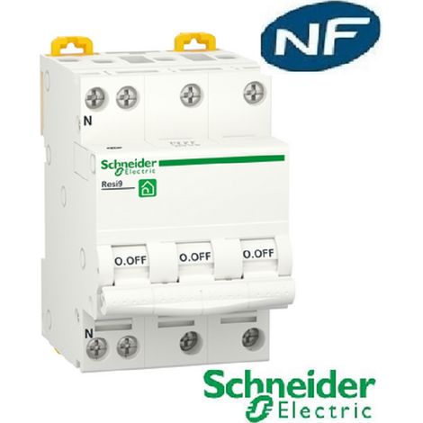Schneider Electric – Disjoncteur tripolaire modulaire 32A – Courbe C – Tension 230/400V AC – Peignable pour installation rapide – Protection efficace - R9PFC732