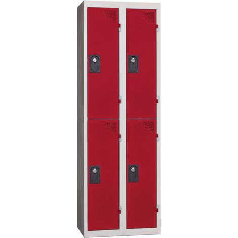 PROVOST - Vestiaire multicases monobloc Provost - 2 colonnes × 2 cases en acier rouge