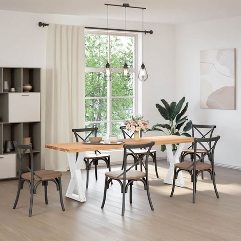 vidaXL Dining Table Legs 2 pcs White 60x(72-73,3) cm Steel (1/5)