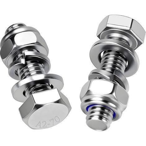 15 viti a testa esagonale M6 x 20 mm, in acciaio inox A2 V2A, DIN 933, viti metalliche con dadi e rondelle per mobili, auto, biciclette, barche, stampa 3D e motociclette. (1/4)