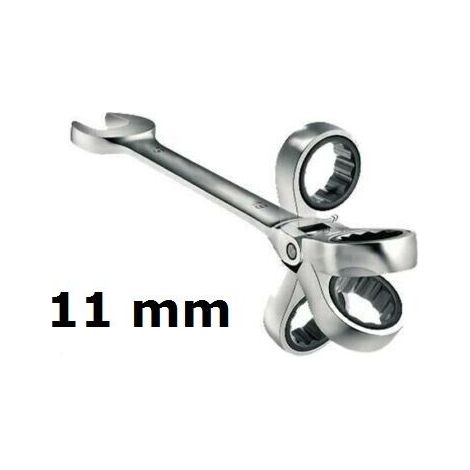 CHIAVE COMBINATA 11 MM A CRICCHETTO TESTA SNODABILE PIEGHEVOLE CHROME VANADIUM