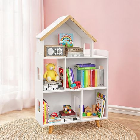 Étagère enfant 3 niveaux avec 6 cubes en bois blanc blanco (1/5)