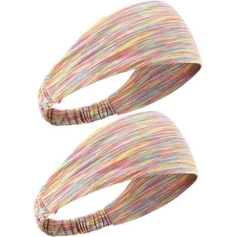 Lot de 2 bandes de cheveux en Nylon et soie glacée pour filles, bandeaux fins pour Yoga, entraînement, Spa, course à pied, accessoires de cheveux à la mode (1/5)