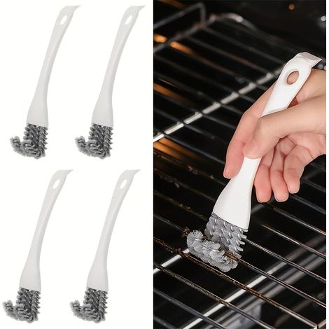 Set di 4 spazzole per la pulizia di gabbie per uccelli con manici lunghi, accessori per gabbie per uccelli, spazzola per la pulizia con paletta e manico ergonomico, bianco (1/5)