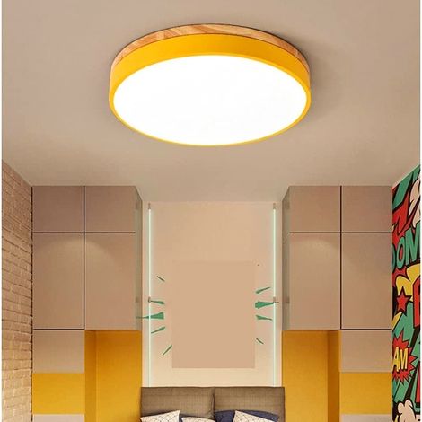 Plafonnier LED, Plafonnier Rond Moderne en Métal 36 W, Lumière Chaude 3000 K pour Salon, Chambre, Cuisine, Couloir, Salle à Manger, 40 cm, Jaune (1/5)