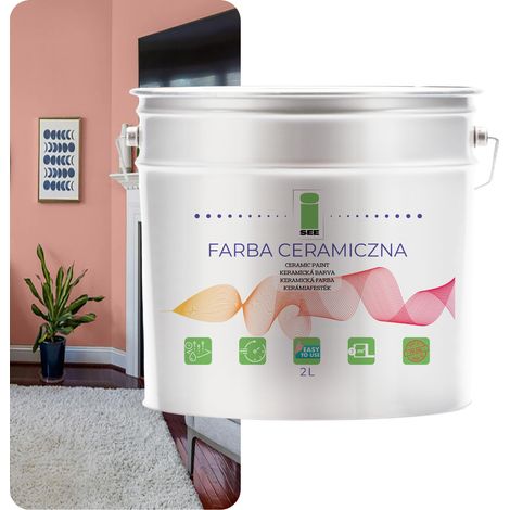 PITTURA MURALE IN CERAMICA, LAVABILE, ROSA CIPRIA, 2L, ANTIMACCHIA (1/5)