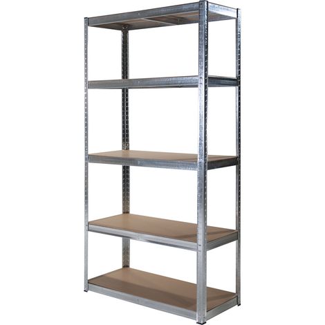 SCAFFALE 5 RIPIANI IN METALLO CON RIPIANI IN MDF RIMOVIBILI ZINCATO 90X40X180CM
