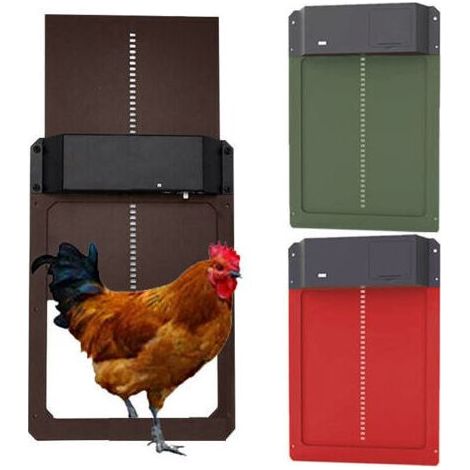 Porte poulailler Automatique avec capteur de lumière - Poulailler entièrement étanche en Porte de poulailler à Induction - Porte de poulailler ,Accessoire poulailler--Rouge (1/3)