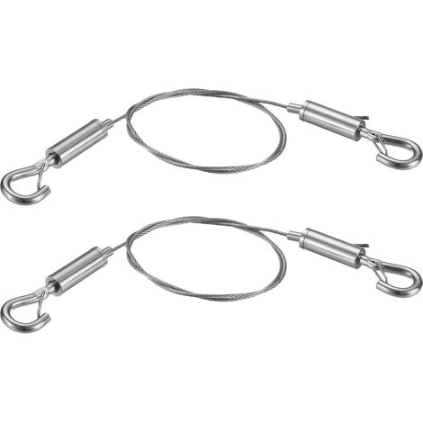 2 kits de fil suspension tableau robuste, crochets réglables finition nickel charge 60KG couleur argent (1/5)