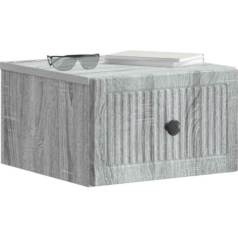Maison Exclusive - Mobiletto da notte a muro Grigio Sonoma 33 x 34,5 x 20 cm
