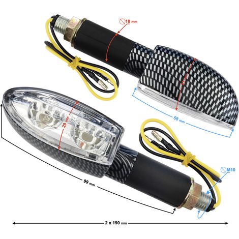 Indicatori di direzione universali MRT-046, a LED (12 diodi SMD), colore carbonio (omologazione E) (1/4)
