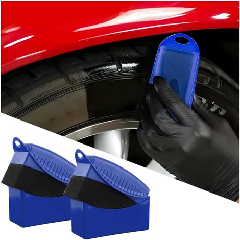 2 Pièces Applicateurs de Dressage Pneus Éponge, Auto Polissage de Cire Applicateurs Brillance Pneu Éponges de Nettoyage, pour Verre Voiture Acier Peint Pack Produit Voiture(Bleu )