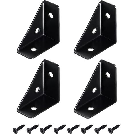 Set aus 4 kaltgewalzten Stahlwinkeln 38 mm x 38 mm mit Schrauben zur Befestigung auf einem Tisch oder Nachttisch (schwarz). (1/5)