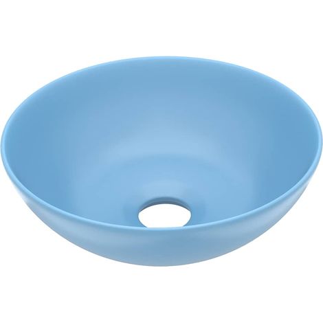 Waschbecken/Waschmuschel/Waschtisch Keramik Hellblau Rund (1/5)