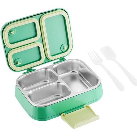 Irovami Sac lunch inox transparent – 3 compartiments, vert – Idéal pour bureau, école, isotherme (1/5)