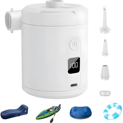 Bomba de aire portátil, inflador compacto, desinflador eléctrico, batería de 5200 mAh, 31,5 x 31,5 x 43,7 pulgadas, presión de 4000 Pa, ideal para juguetes de piscina, artículos de playa, viajes, alma (1/3)