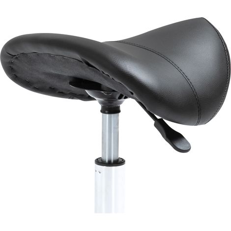 Tabouret de coiffure selle réglable en hauteur 52x53x49-61cm noir avec roues pour salon tatouage et coiffure (1/5)