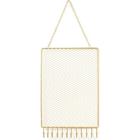 Organisateur de bijoux à suspendre, support mural en métal pour boucle d'oreille avec crochets pour filles et femmes 28 x 18 cm (version verticale). (1/5)