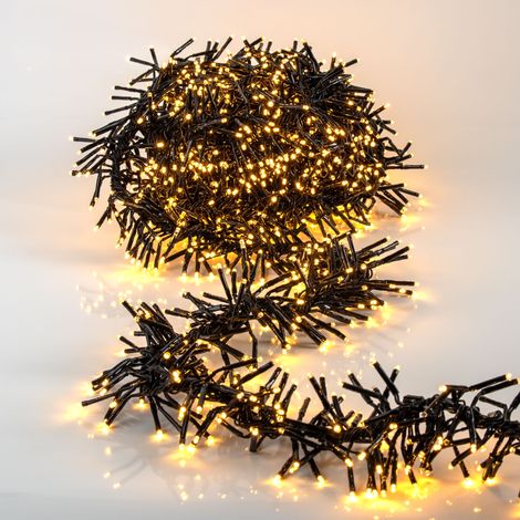 Ultra Cluster Lichterkette extra dicht mit Timer und 8 Funktionen - 1608 LED 4 M - Büschellichterkette warm weiß für Außen und Innen mit Netzstecker