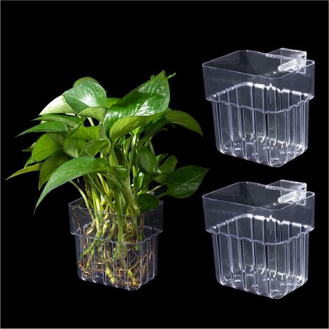 Pack of 3 Transparent Aquarium Plant Holders, Plant Stand for Aquariums, Water Planters for Aquascape Decorations, for Aquarium Aquaponic Plants (1/5)