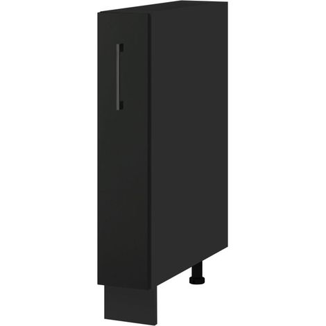 Meuble range épice Lovia Noir Mat L 15 cm - Porte avec poignée apparente Black (1/4)