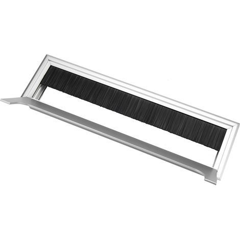 Passage de Cables en Aluminium pour Bureau PC, Cache Cordon avec Couvercle Basculant, Carré Grand Modèle (1/5)