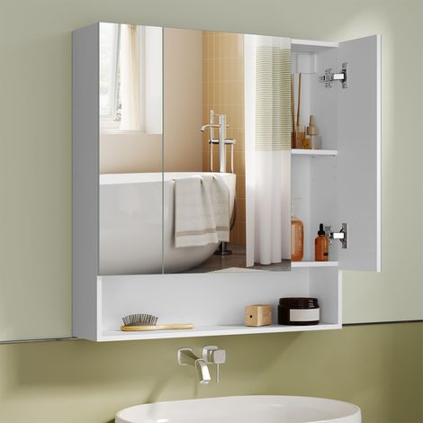 Armoire de Salle de Bain, avec Portes Miroir, 70 x 16,5 x 75 cm (1/5)