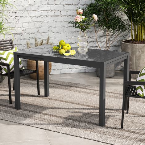 Ausziehbarer Gartentisch 85-125 cm für 4-6 Personen, rechteckiger Tisch für Veranda, Terrasse und Garten