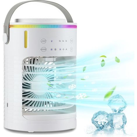Portable Air Conditioner Fan with 2-8 Hours Timer, 7 Colors LED Light Mini Cooling Fan (1/5)
