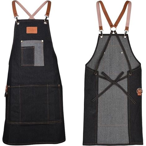 Grembiule da uomo in tela, impermeabile, resistente e regolabile per giardinaggio, grembiule da lavoro robusto con tasche, per laboratori artigianali e garage. Unisex.