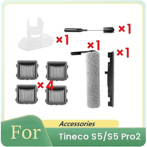 Lot de 8 pièces de rechange pour robot nettoyeur S5/S5 : brosse, racleur, bande, rouleau, filtre et déflecteur. (1/5)