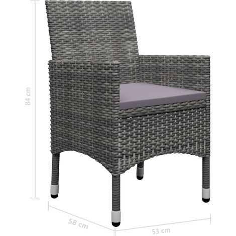 Ensemble à dîner de jardin 9 pcs Résine tressée et verre Gris (1/5)