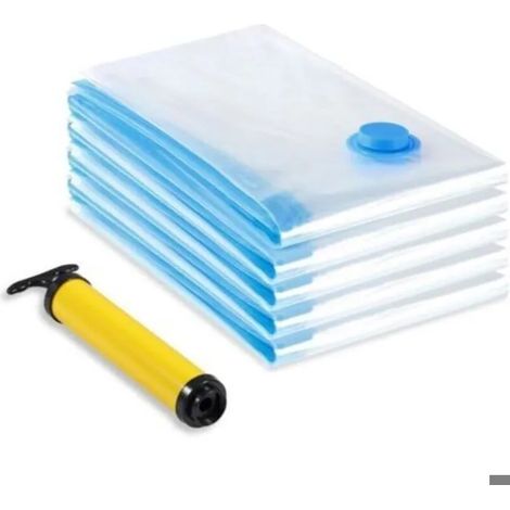 Sac Rangement Sous Vide Aspirateur,Sac Vetement Reutilisable,Housse de Rangement Sous Vide Couettes avec Pompe Manuelle 60x80cm-5p (1/5)