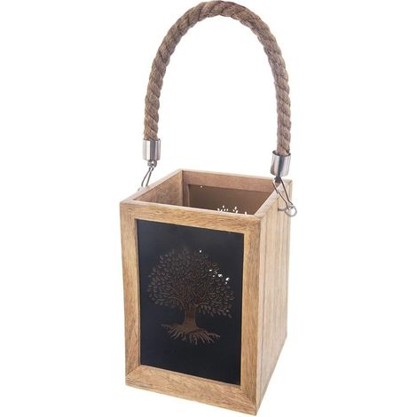 Farol de vela de madera MANGO 20 cm