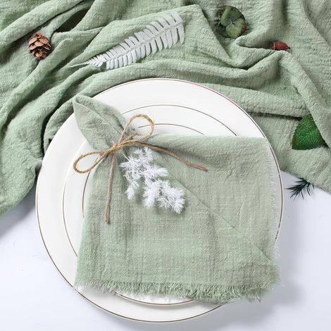 Juego de 25 servilletas de gasa de algodón verde reutilizables para Navidad, ideales para bodas, fiestas y decoración de mesa de estilo retro, 42 x 42 cm. (1/3)