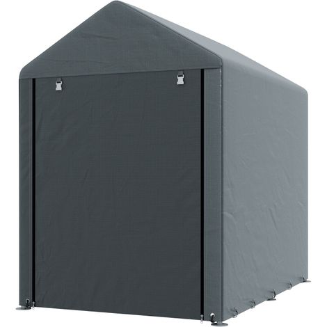 Abri de jardin robuste en acier galvanisé 120 x 179 x 165 cm, bâche résistante aux UV, couleur gris foncé (1/5)