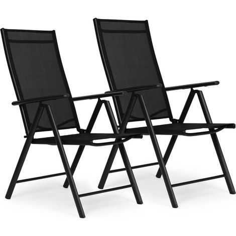 2er Set Klappbare Gartenstühle, Stahl, verstellbare Rückenlehne, schwarz, MultiGarden