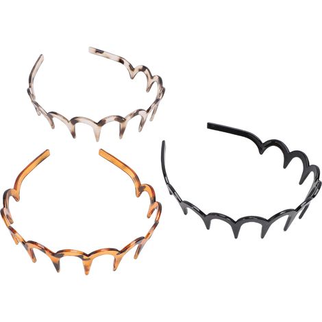 Bandeau Zig Zag double face en forme de U, antidérapant, pour femmes, ambre, noir, gris, lot de 3 (1/5)
