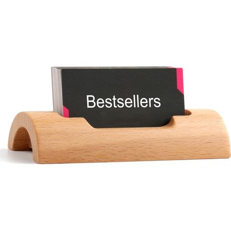 Porte-cartes de visite en bois de bureau, support de cartes personnalisé (1/4)