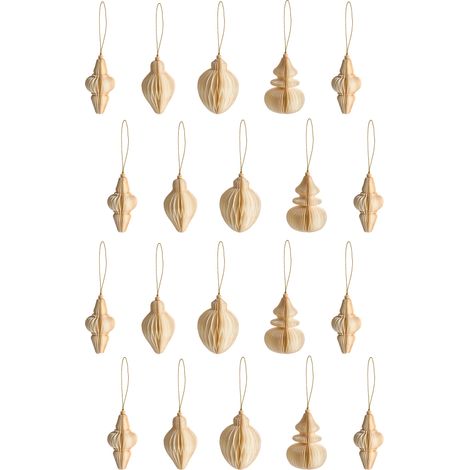 Conjunto de 20 adornos navideños colgantes bolas de Navidad para el árbol de papel origami 3D beige Altaelva