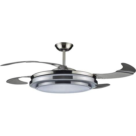 Ventilatore da Soffitto 4 Pale Richiudibili in Metallo con Lampada e Telecomando