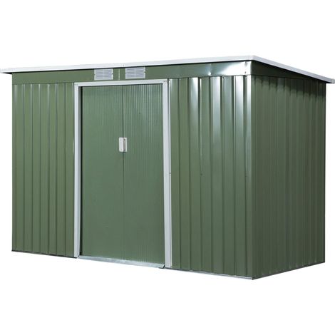 Casetta Box da Giardino 280x130x172 cm in Lamiera di Acciaio Verde Chiaro (1/5)