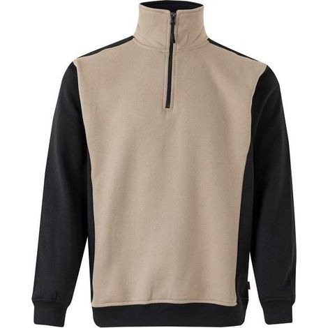 sudadera bicolor de media cremallera. felpa perchada. antipilling talla xl